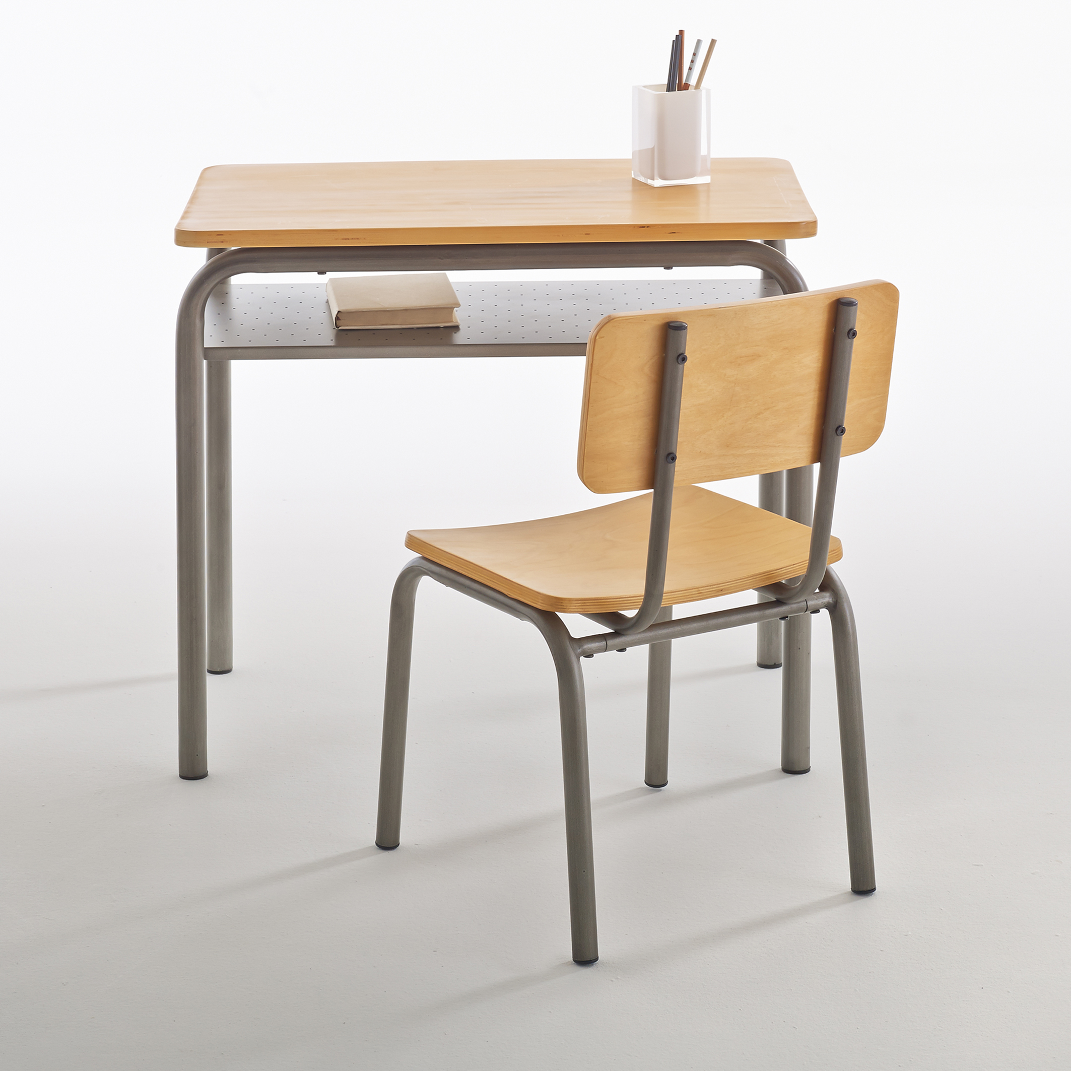 Buton Vintage Wood Metal School Desk And Chair Grey La Redoute Interieurs Buton Vintage Wood Metal School Desk, Wooden School Desk And Chair