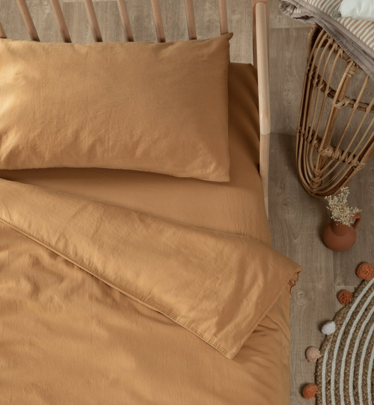 Housse de Couette bébé SATIN DE COTON BIO LAVÉ, KADOLIS