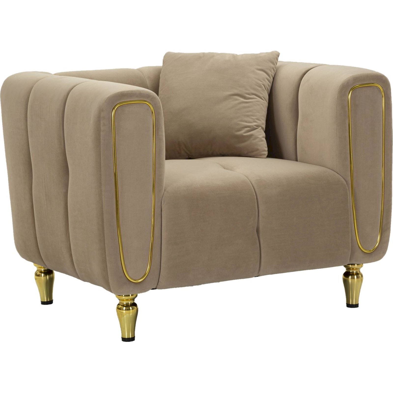 Fauteuil capitonné en velours avec coussin GLAM, RECOLLECTION