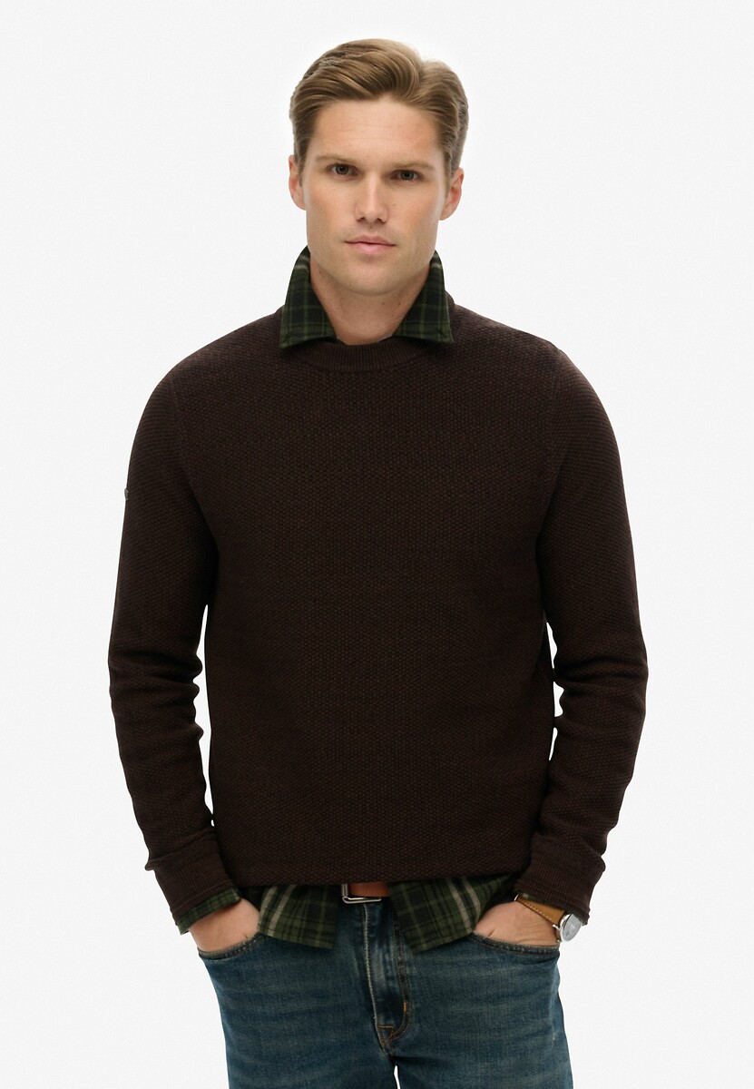 Pull col rond texturé, SUPERDRY