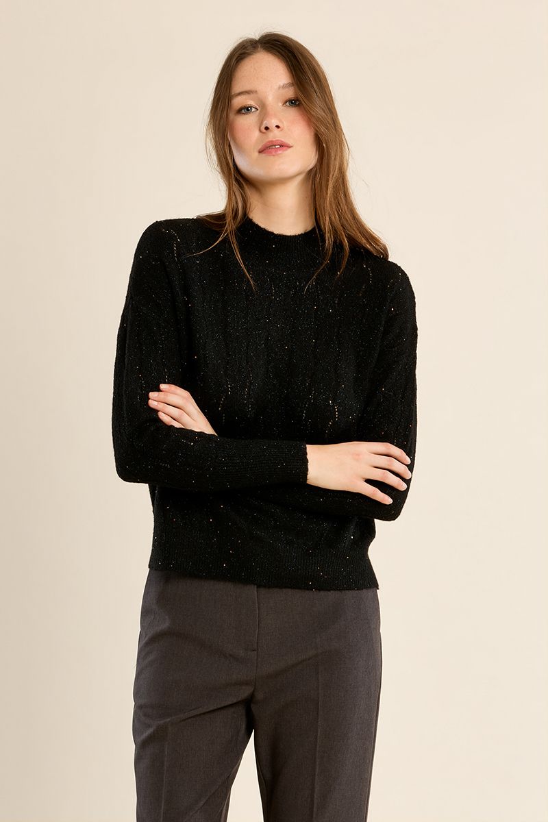 Pull en maille ajourée, col montant, MOLLY BRACKEN