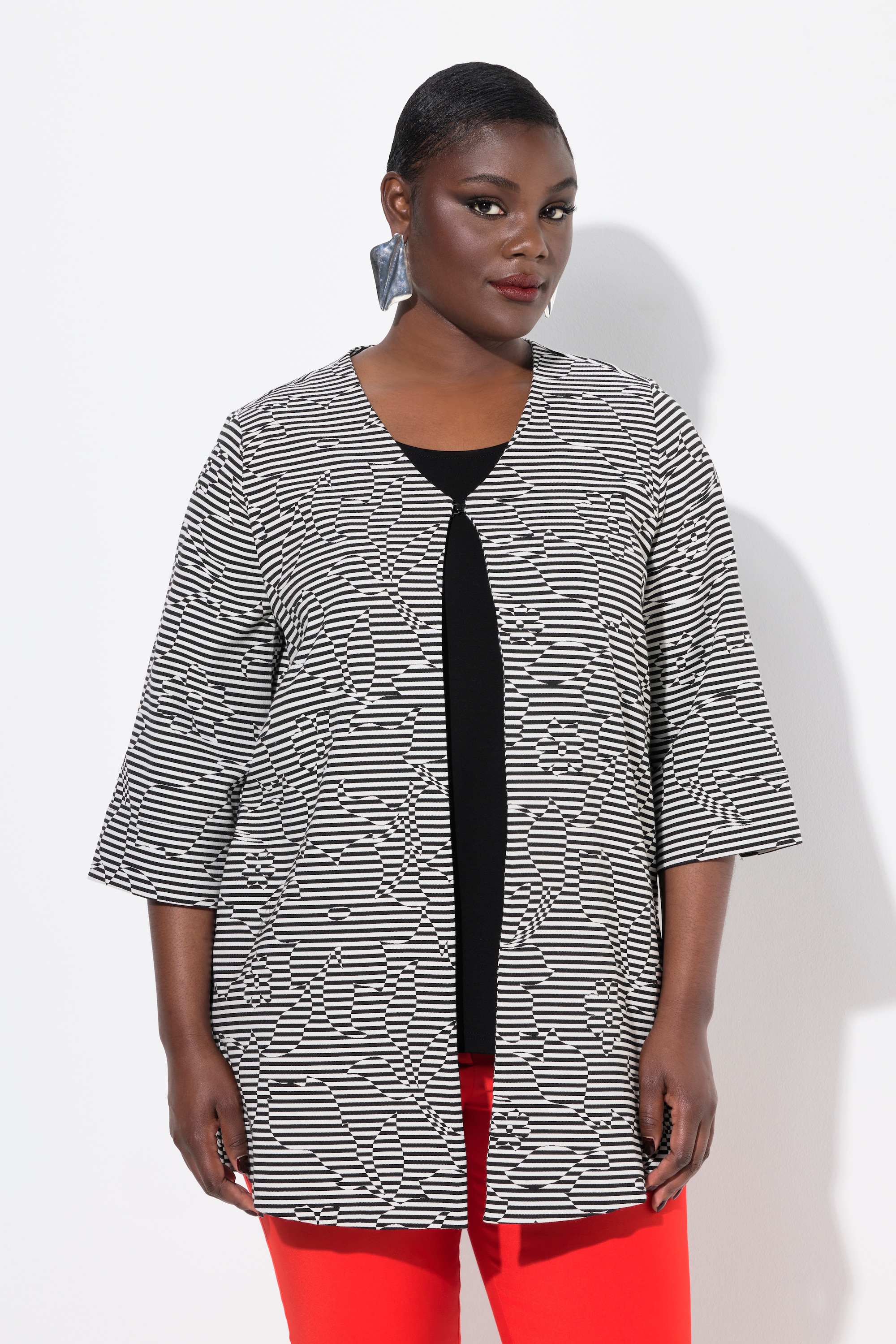 Veste rayée, manches 3/4, ULLA POPKEN