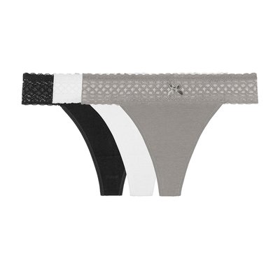Pack of 3 Les Cotons Thongs in Organic Cotton VARIANCE