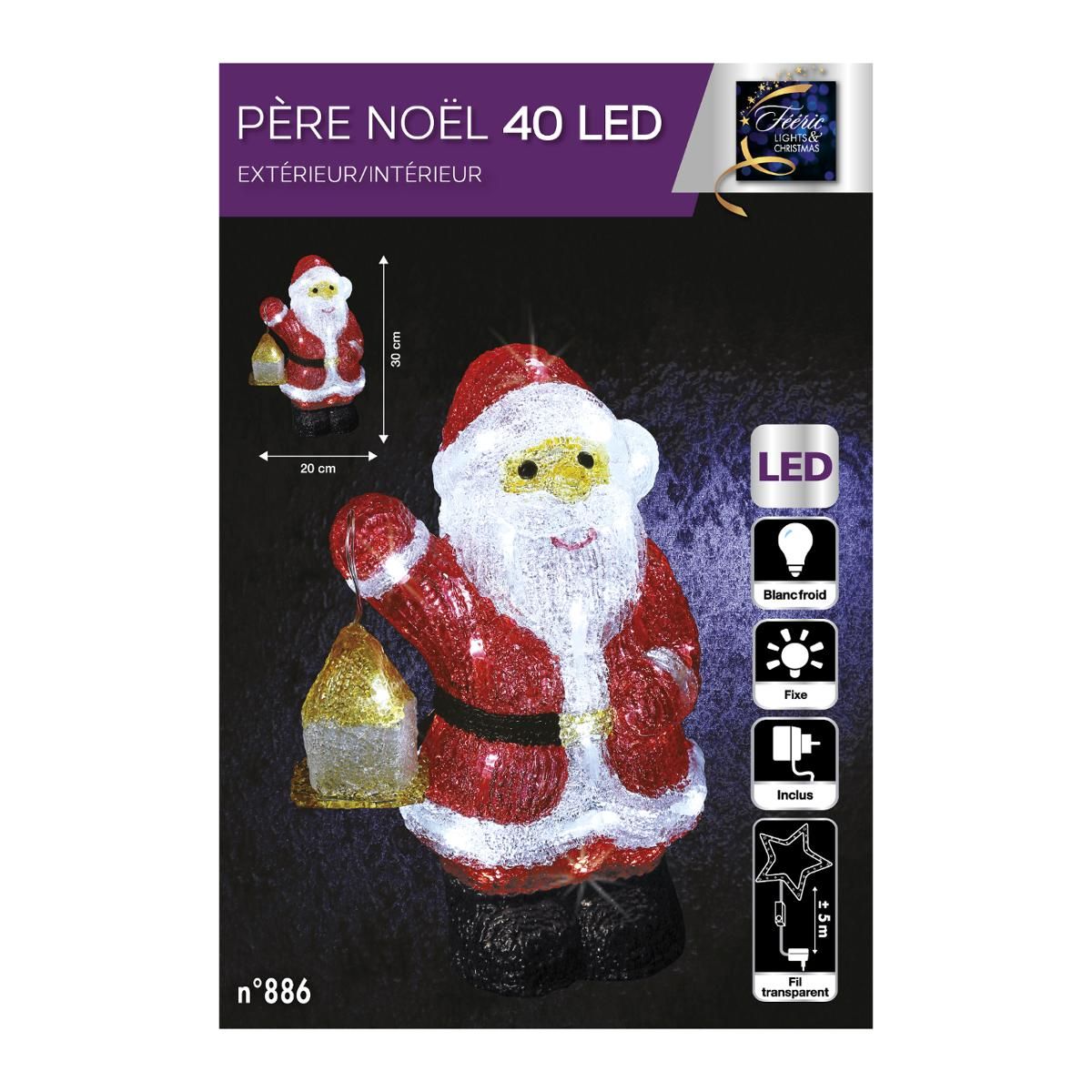Figurine lumineuse LED acrylique de Noël nounours assis