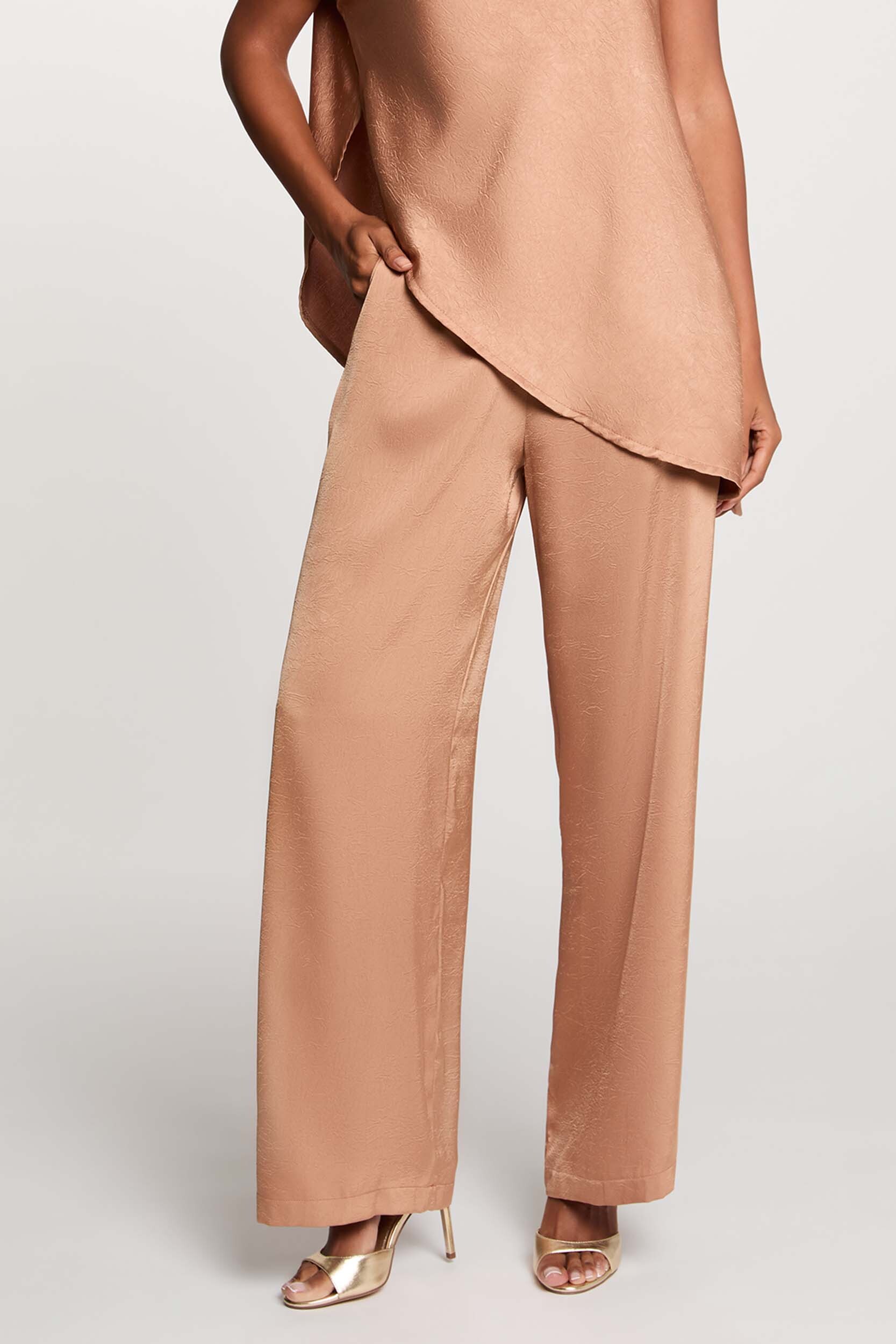 Pantalon large satiné, MORGAN