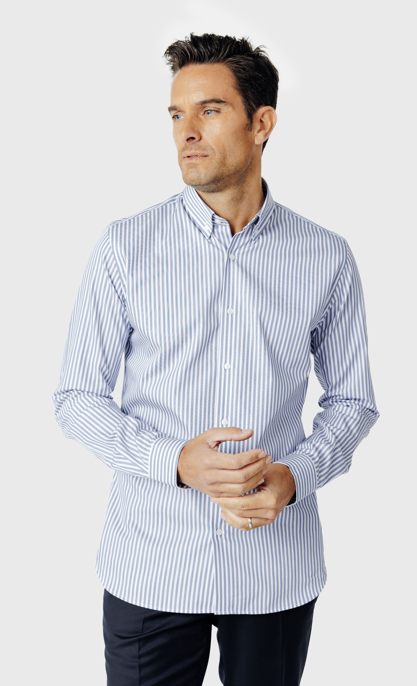 Chemise Slim fit à rayures en voile de coton, ACROSS