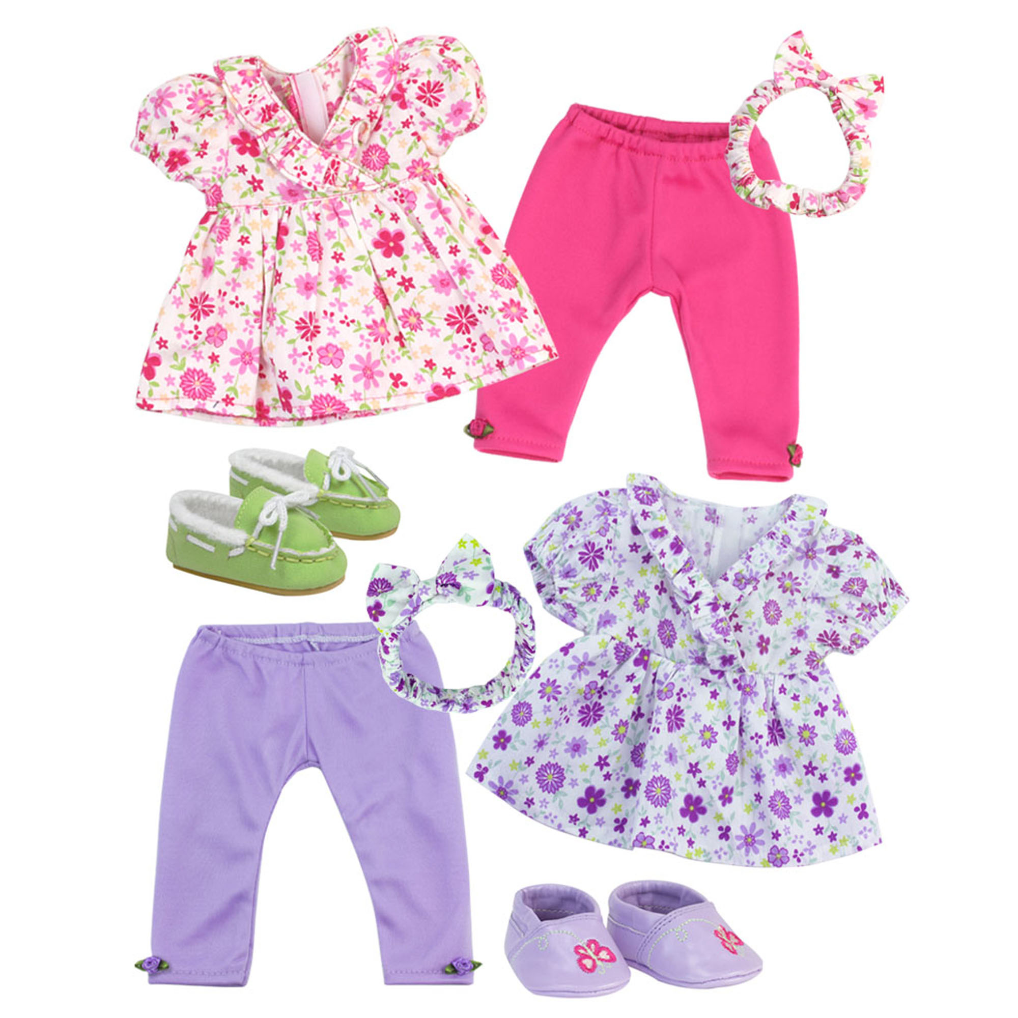 Ensemble Vêtements Poupée 8 Pièces Fleurs, TEAMSON KIDS