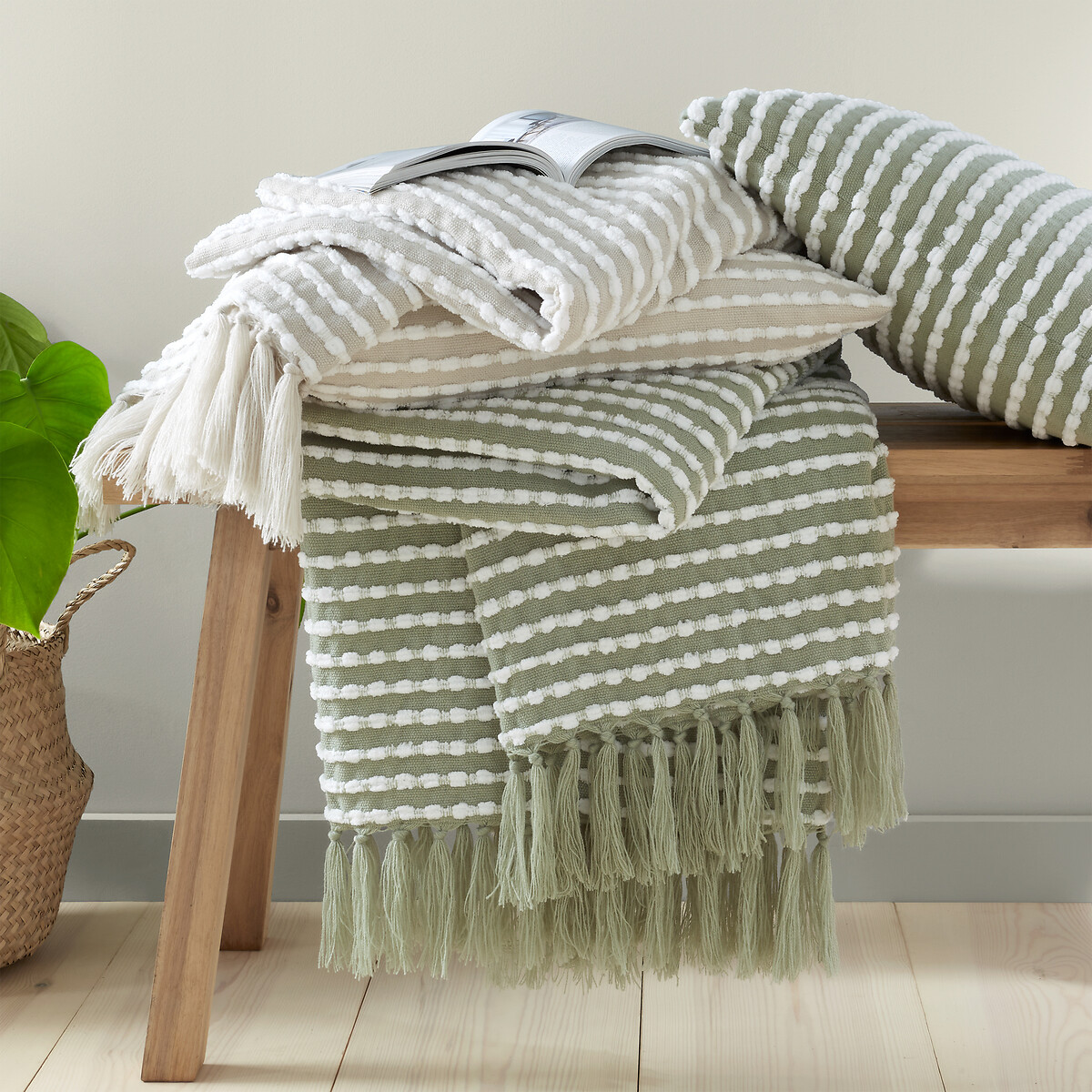 Stab stitch blanket throw Catherine Lansfield | La Redoute