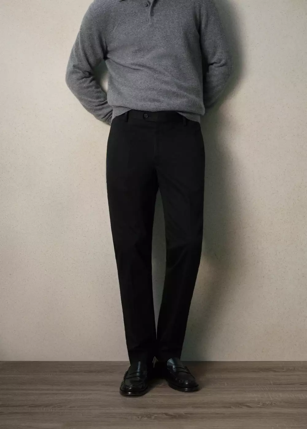Pantalon slim fit en coton à taille ajustable, MANGO MAN