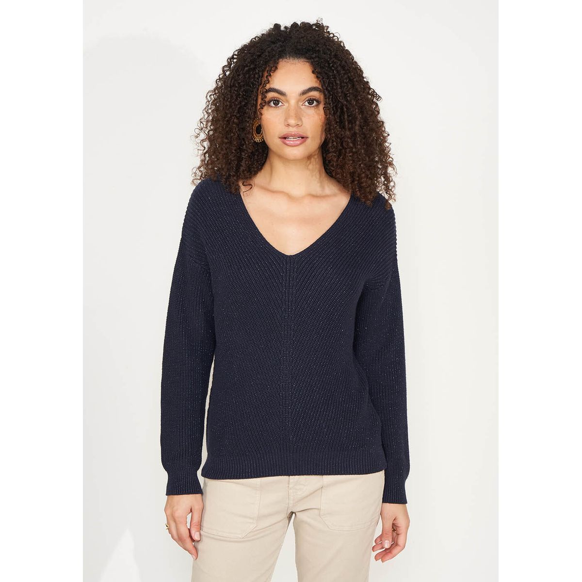 Pull col v m tallis bleu marine Sud Express La Redoute