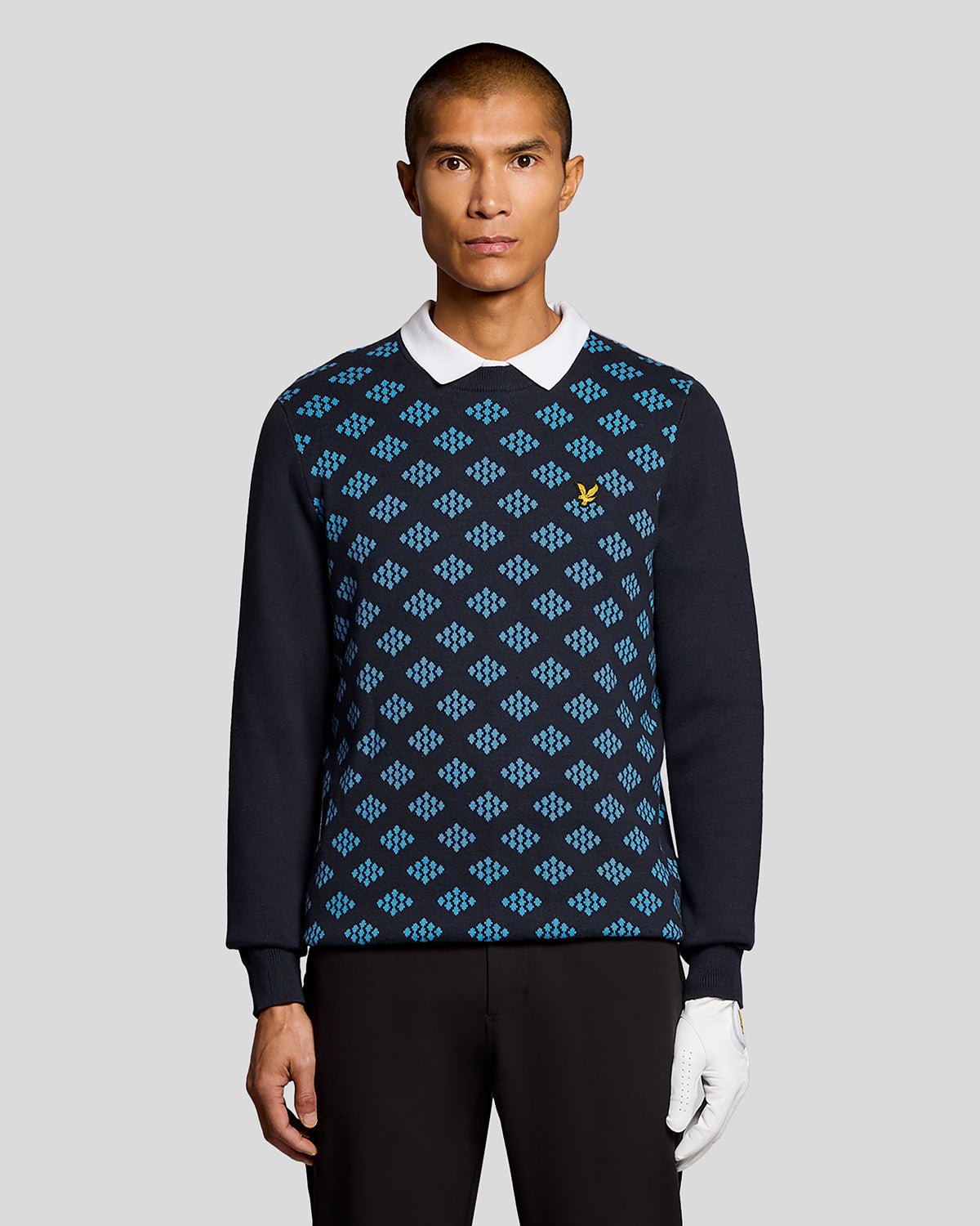Pull en coton col rond à losanges, LYLE & SCOTT