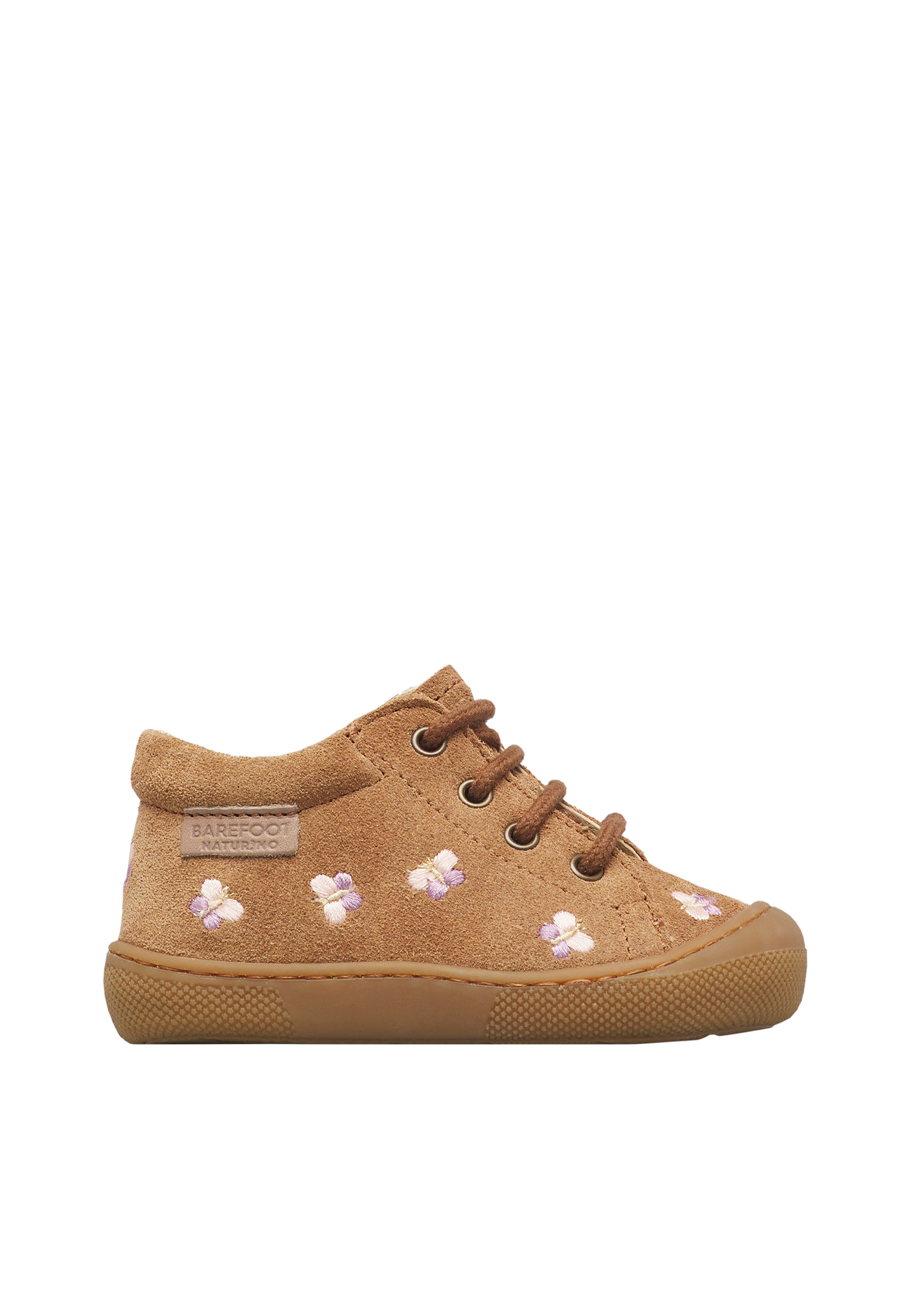 Chaussures premiers pas en suède BAREFOOT AMUR EMBR.BUTTERFLY, NATURINO