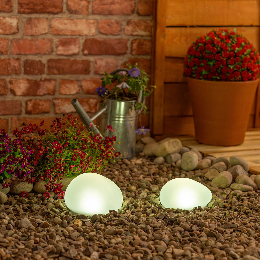 Set of 2 Solar Powered Decorative Pebble Lights, SO'HOME