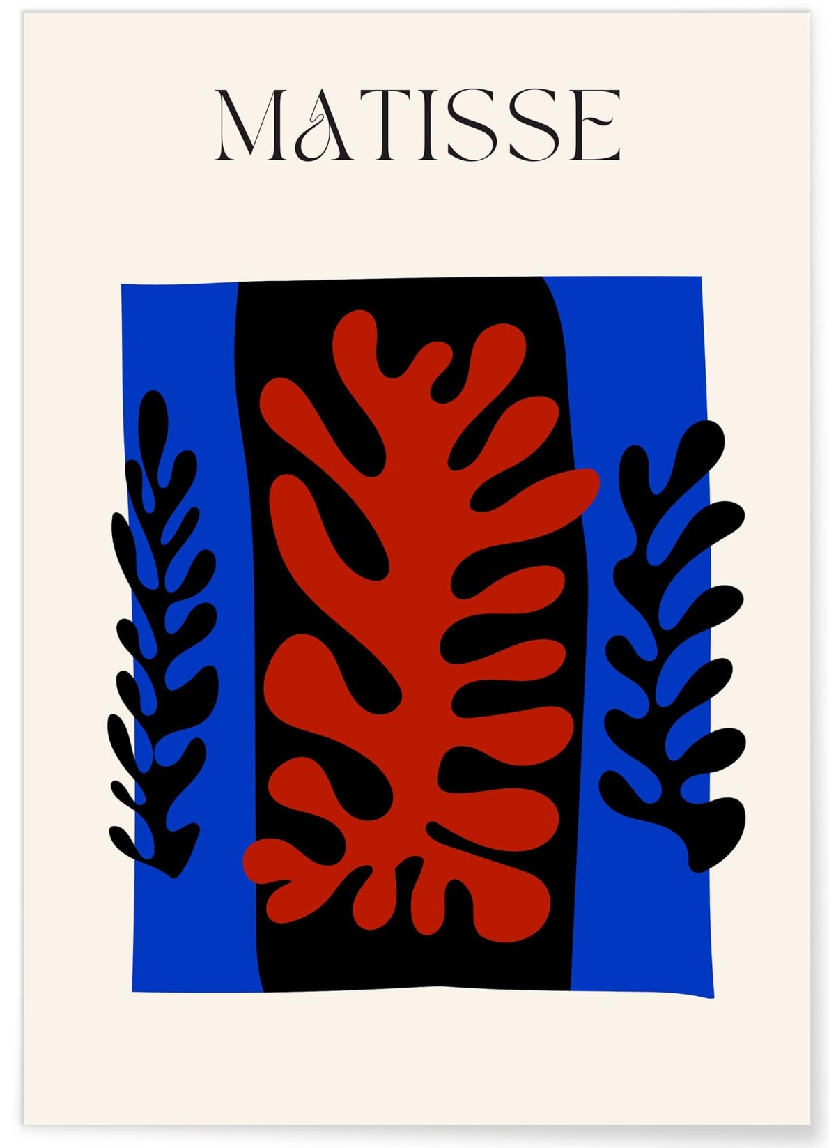 Affiche Matisse 'Feuillage Abstrait' – Bleu, rouge et noir, L'AFFICHERIE
