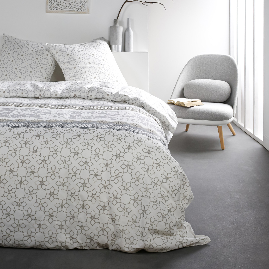 Parure de lit coton 2 personnes imprimé floral SUNSHINE, TODAY