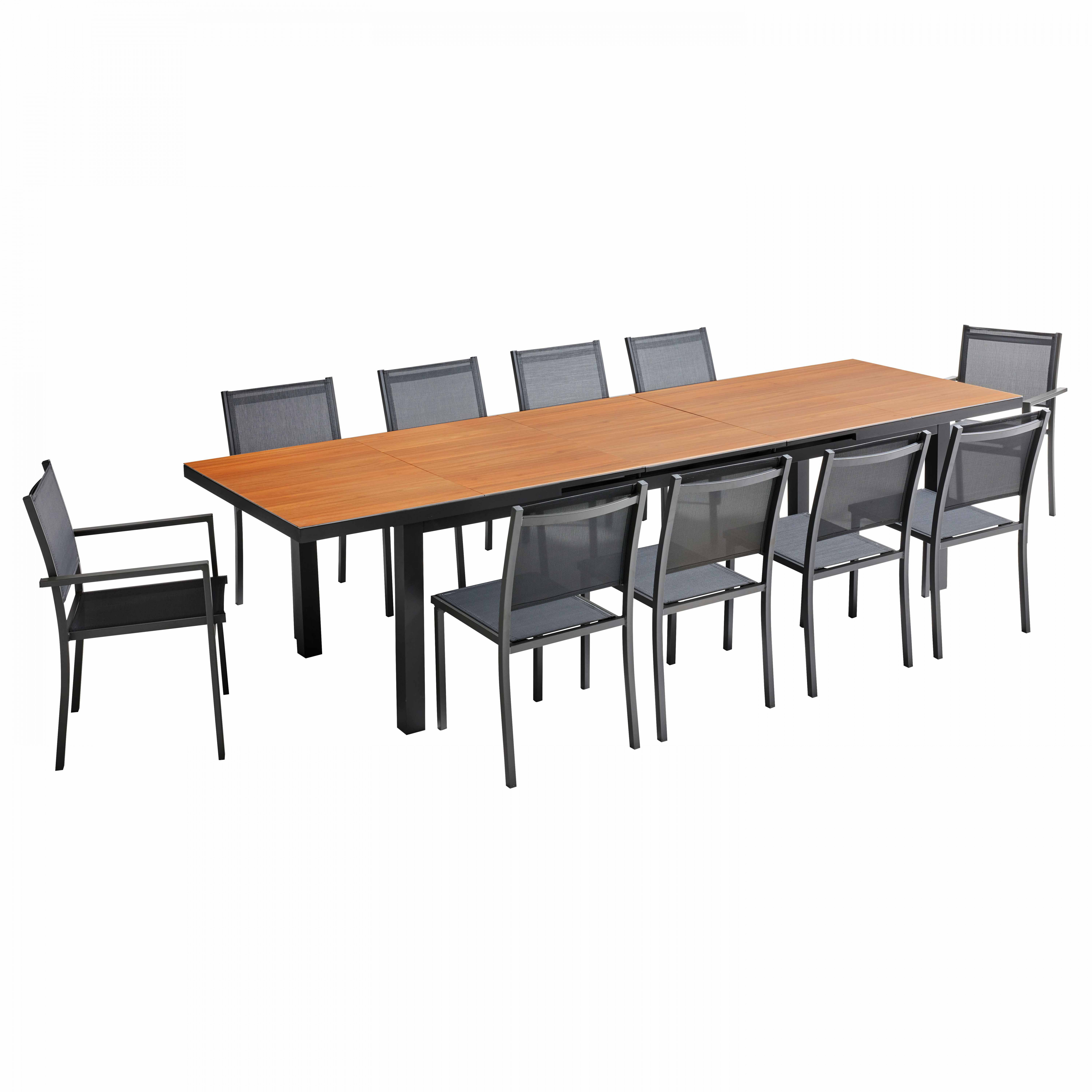 Salon de jardin table extensible avec 8 chaises et 2 fauteuils, MELBOURNE, OVIALA