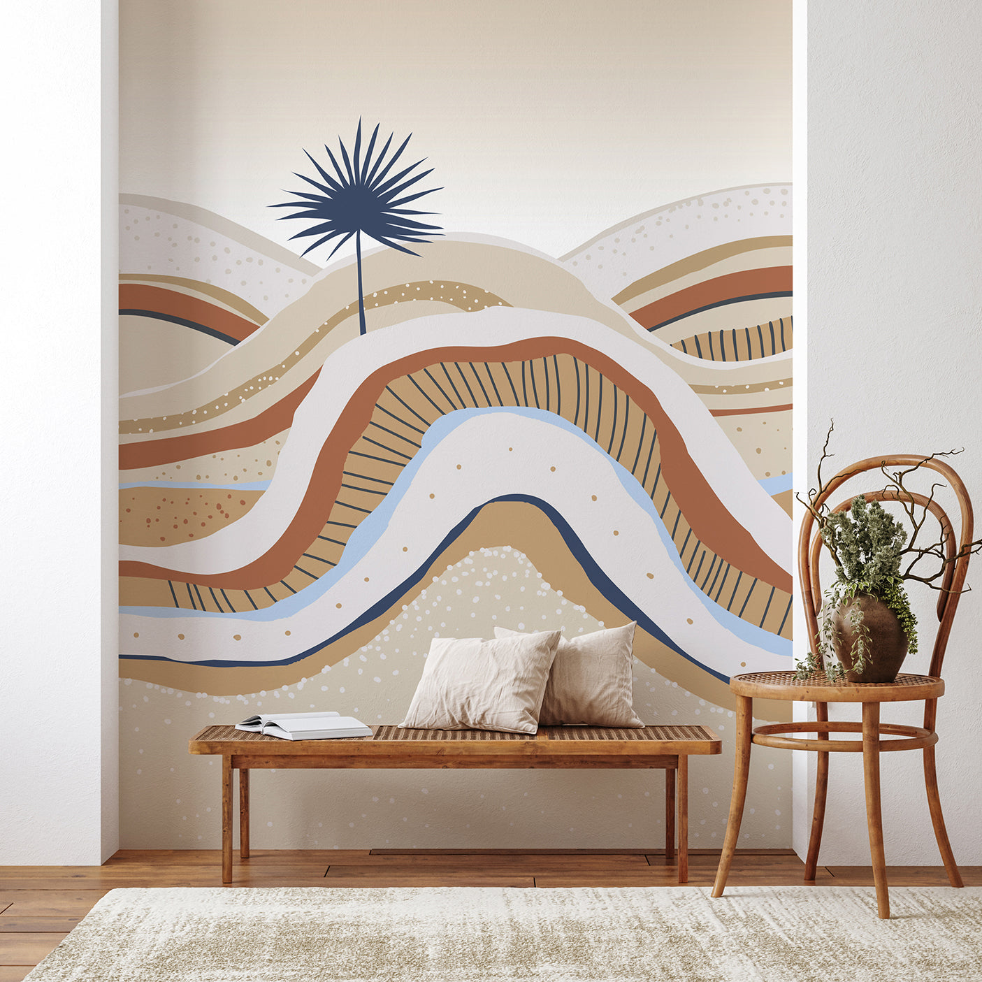 Papier peint panoramique Oasis - A, indigo, 192 x 270 cm, LE PAPIERS DE NINON