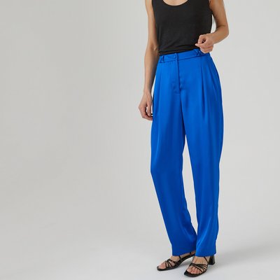 Recycled Pleat Front Trousers in Satin, Length 29.5" LA REDOUTE COLLECTIONS