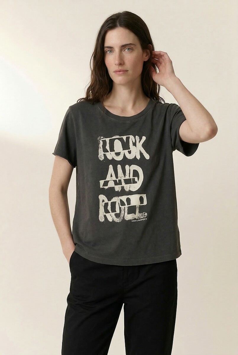 T-shirt col rond manches courtes imprimé, TORO, LEON & HARPER