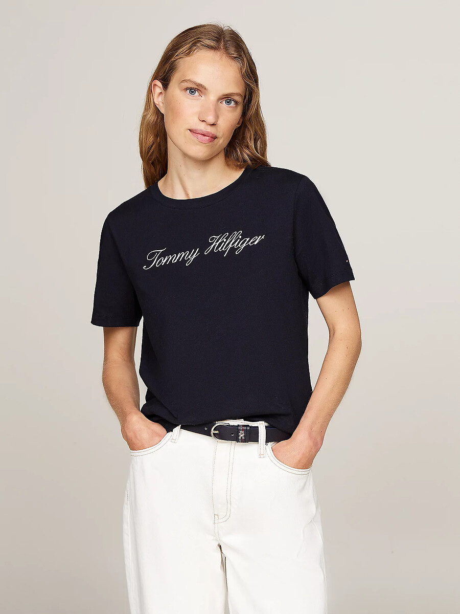 T-shirt à logo, col rond, manches courtes, TOMMY HILFIGER