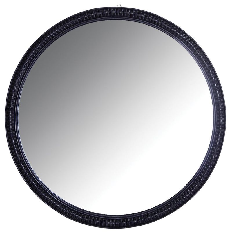 grand miroir rond en rotin noir