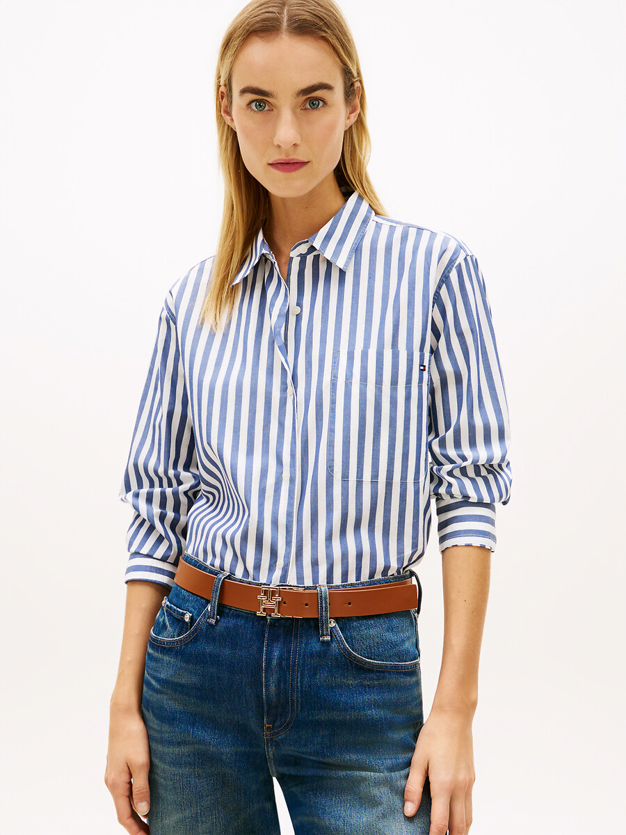 Camisa às riscas de mangas compridas, TOMMY HILFIGER