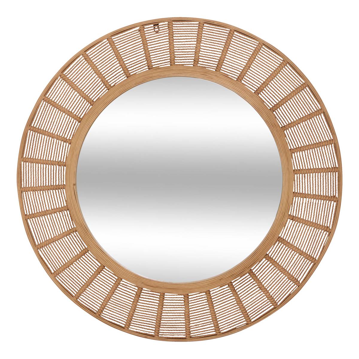 Miroir rond cadre bambou tressé ZELIE, ATMOSPHERA