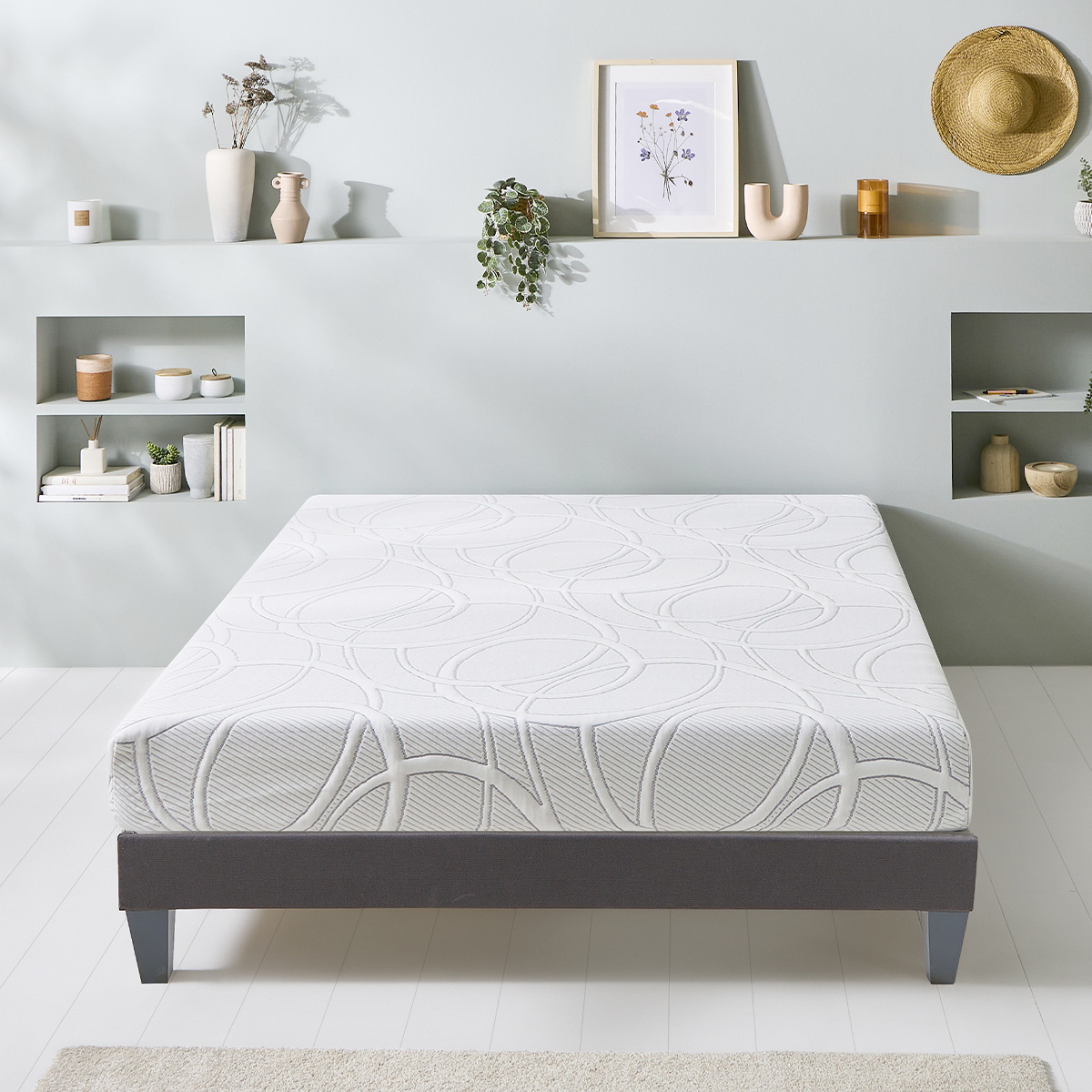 Ensemble Eupraxie - Matelas 7 zones + gel + Sommier tri-lattes - 21 cm d'épaisseur - Accueil moelleux, soutien ferme, OLYMPE LITERIE