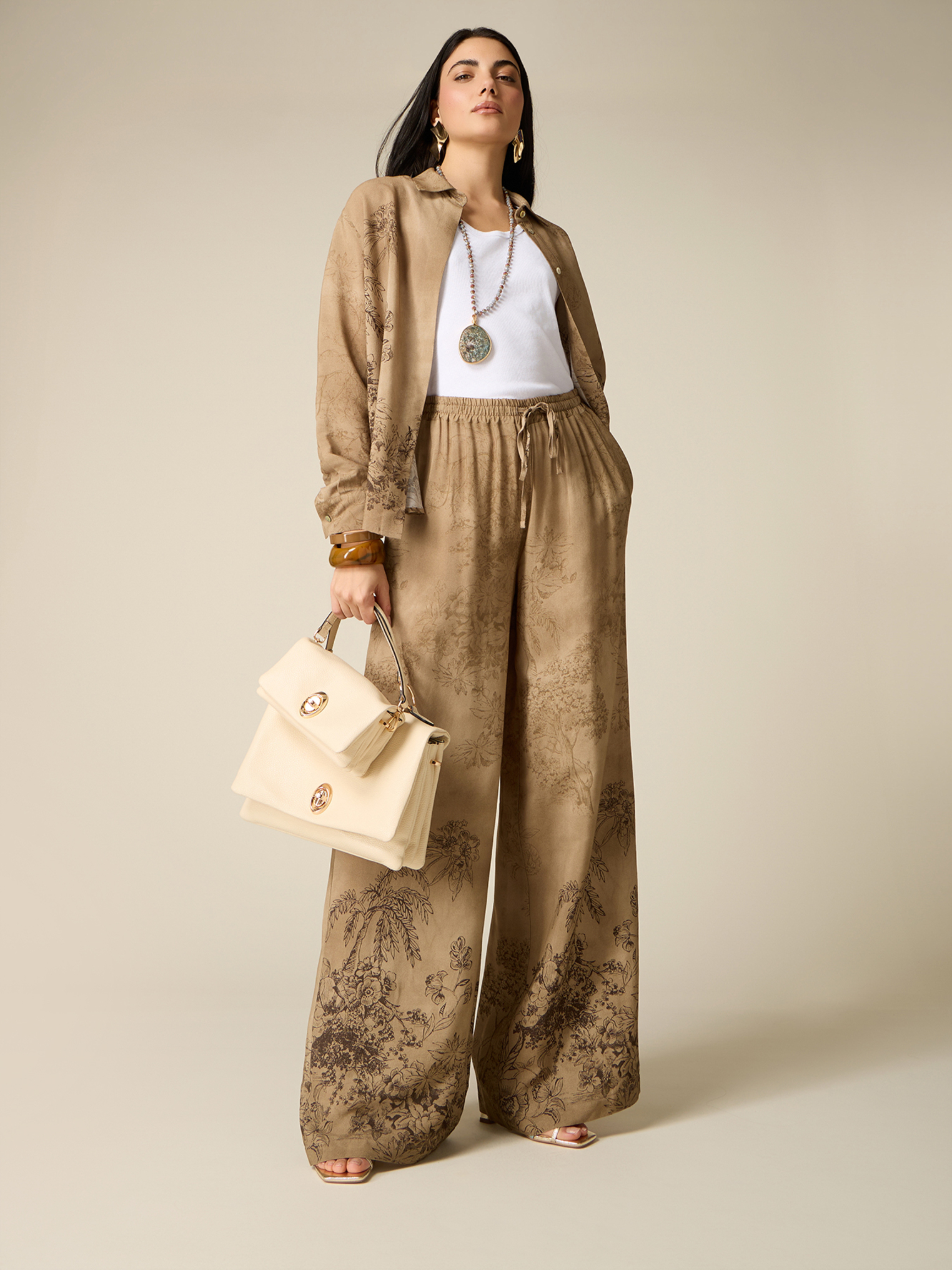 Pantalon palazzo à motifs, OLTRE