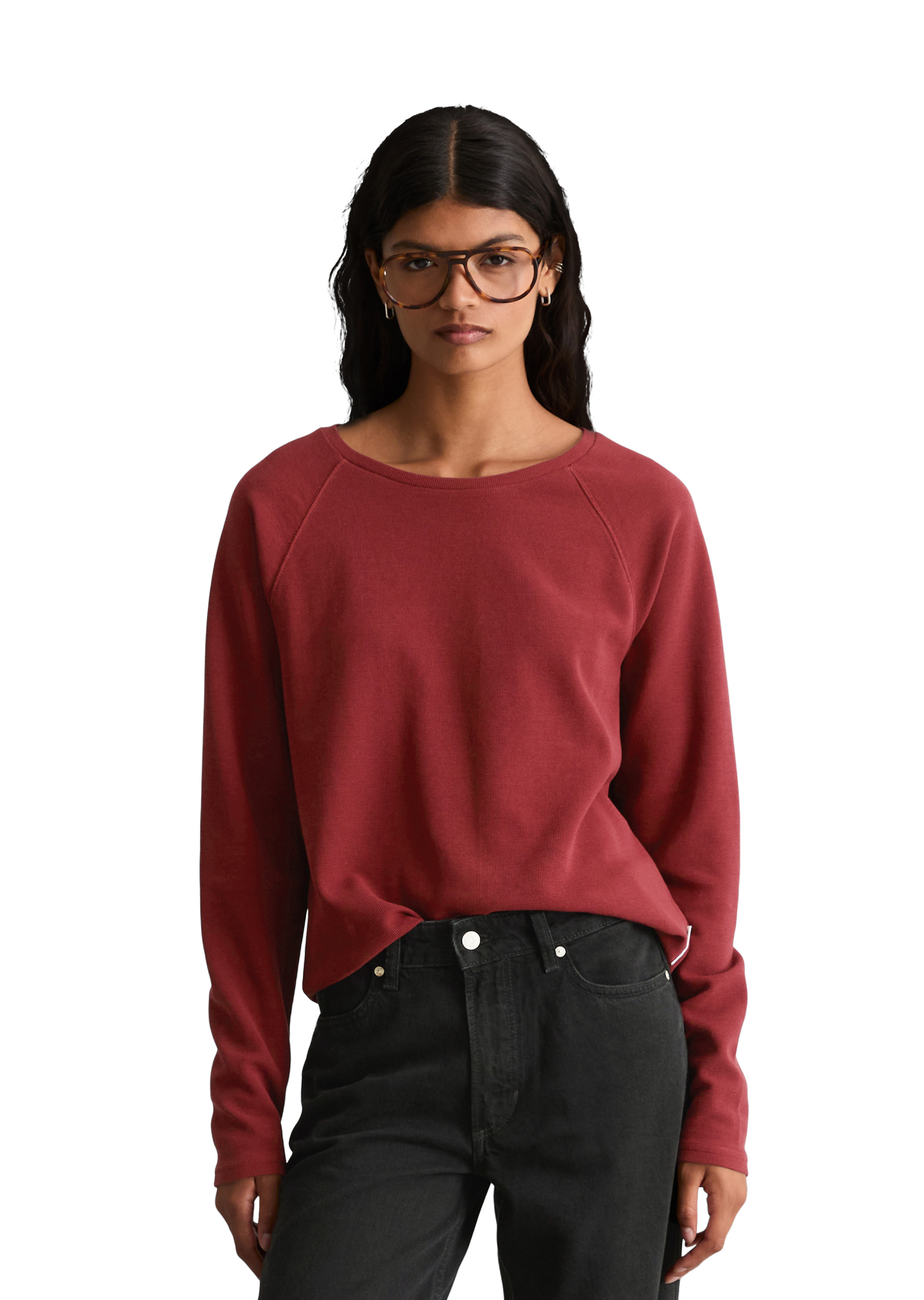 T-shirt long régulier en jersey gaufré doux, MARC O’POLO DENIM