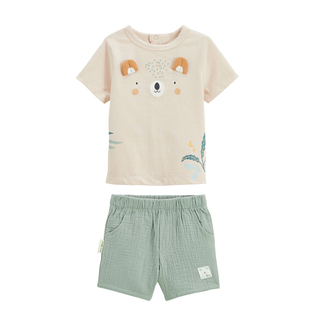 Ensemble bébé t-shirt et short en gaze de coton Mini Rêve, PETIT BEGUIN