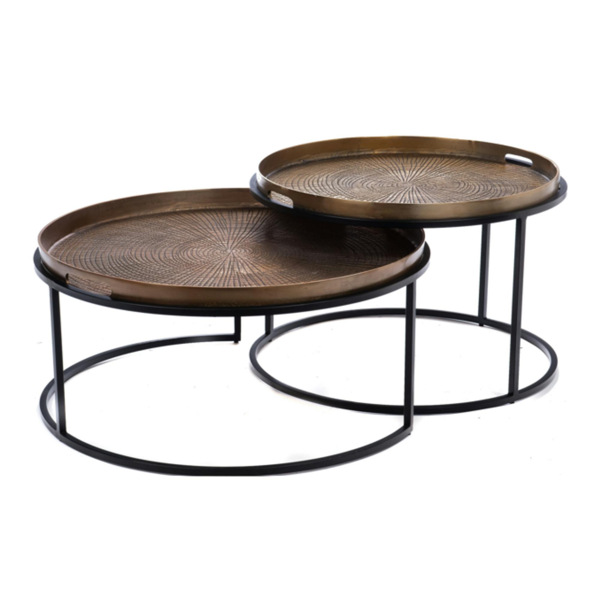 Table basse gigogne bronze à plateaux mobiles (lot de 2) KANO, PIER IMPORT