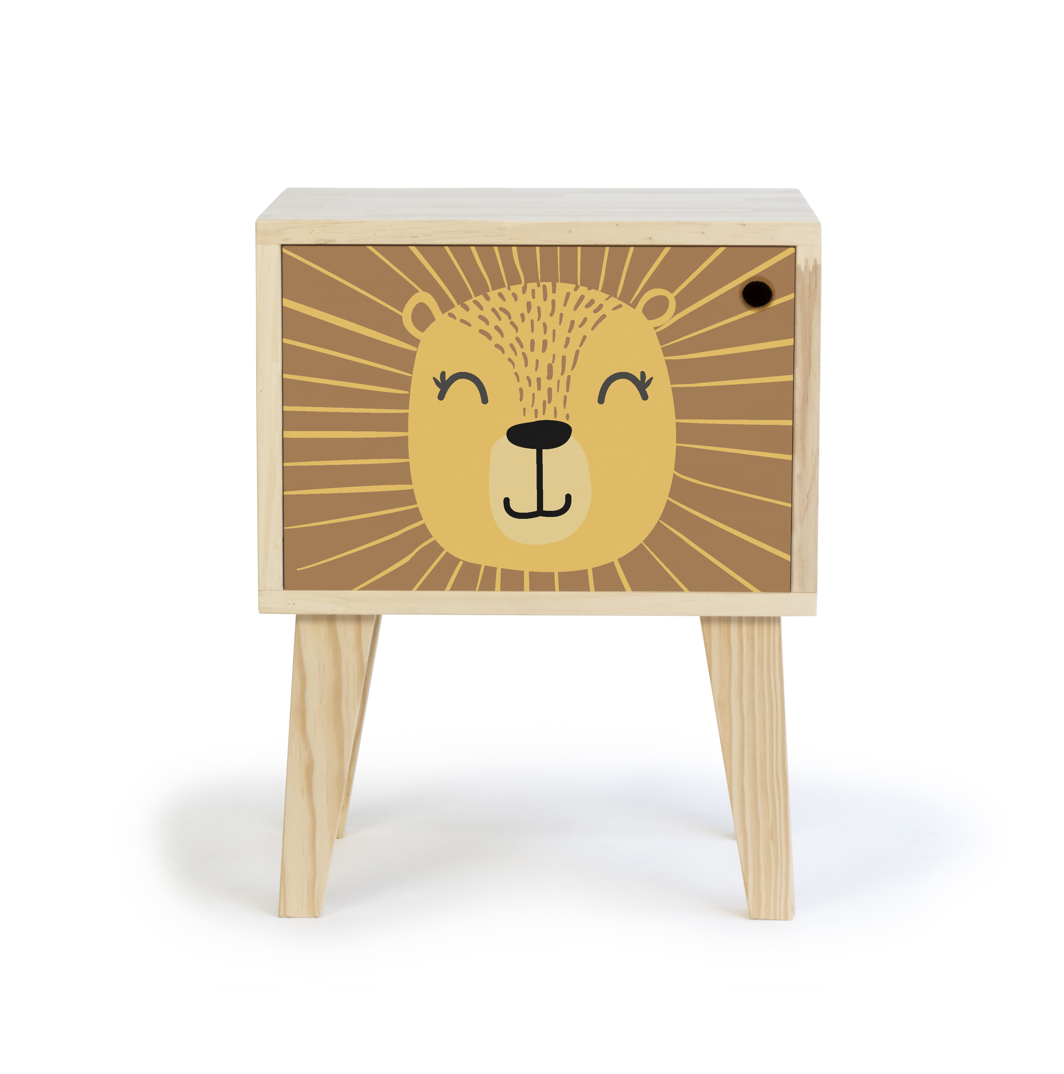 Table de chevet en pin pour enfant, décorée d’un motif animal, REALLY NICE THINGS
