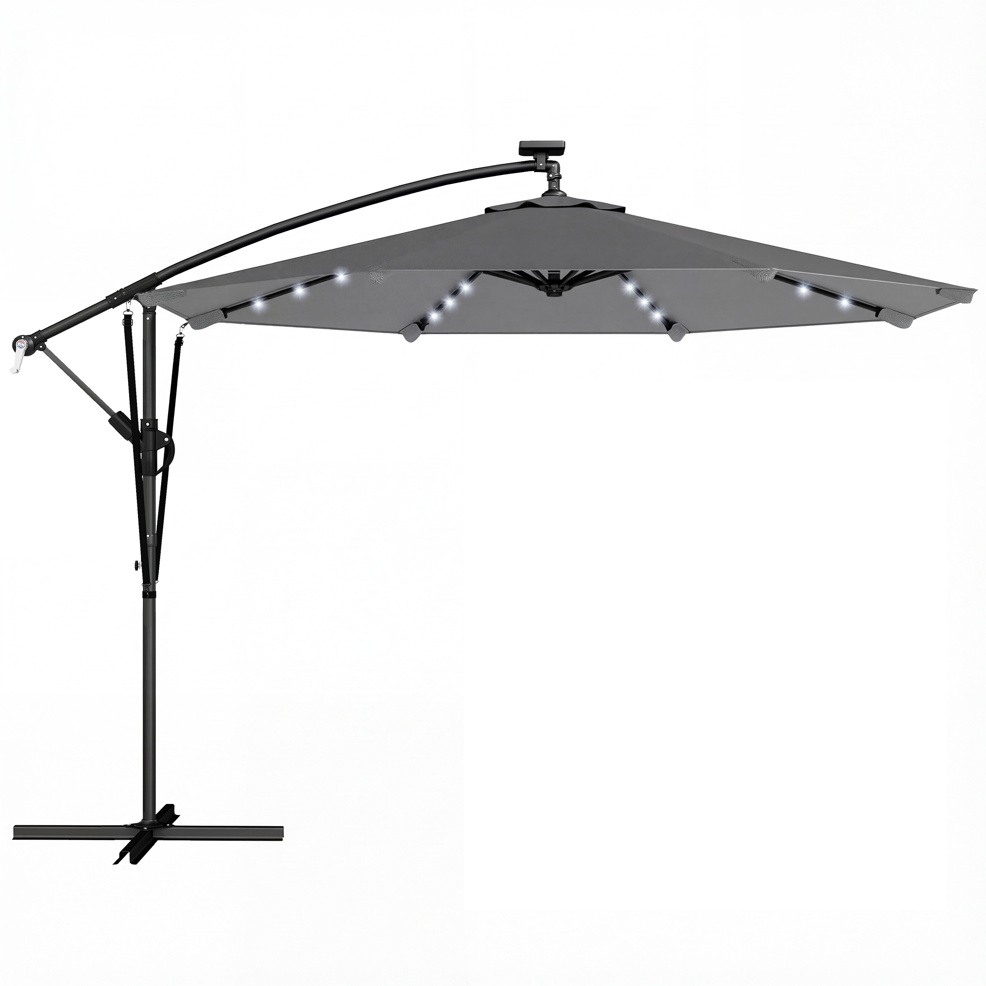 Parasol de terrasse à pied déporté Métal Gris, OUTSUNNY