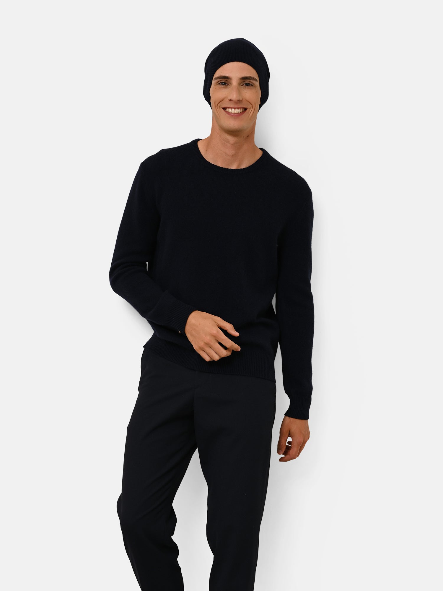 Pull Col Rond 4 Fils Navy Gabin, JUST CASHMERE