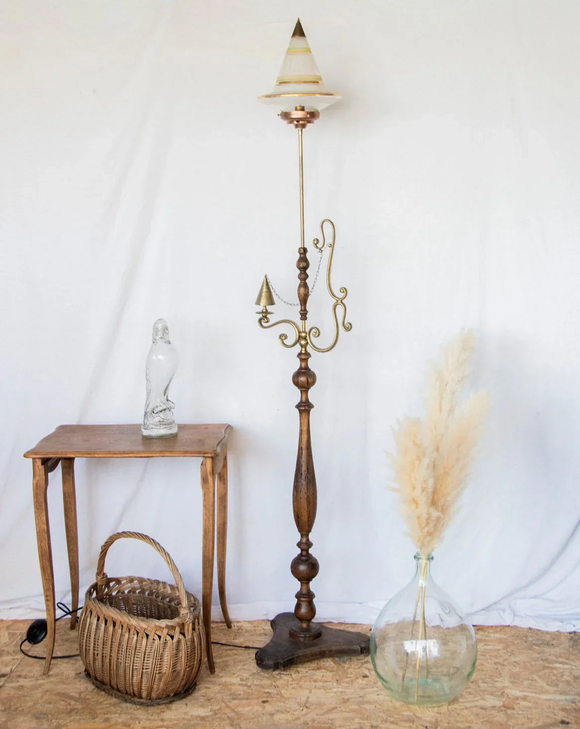 Lampadaire en laiton Julien N°353 - Bon état, DEBONGOUT
