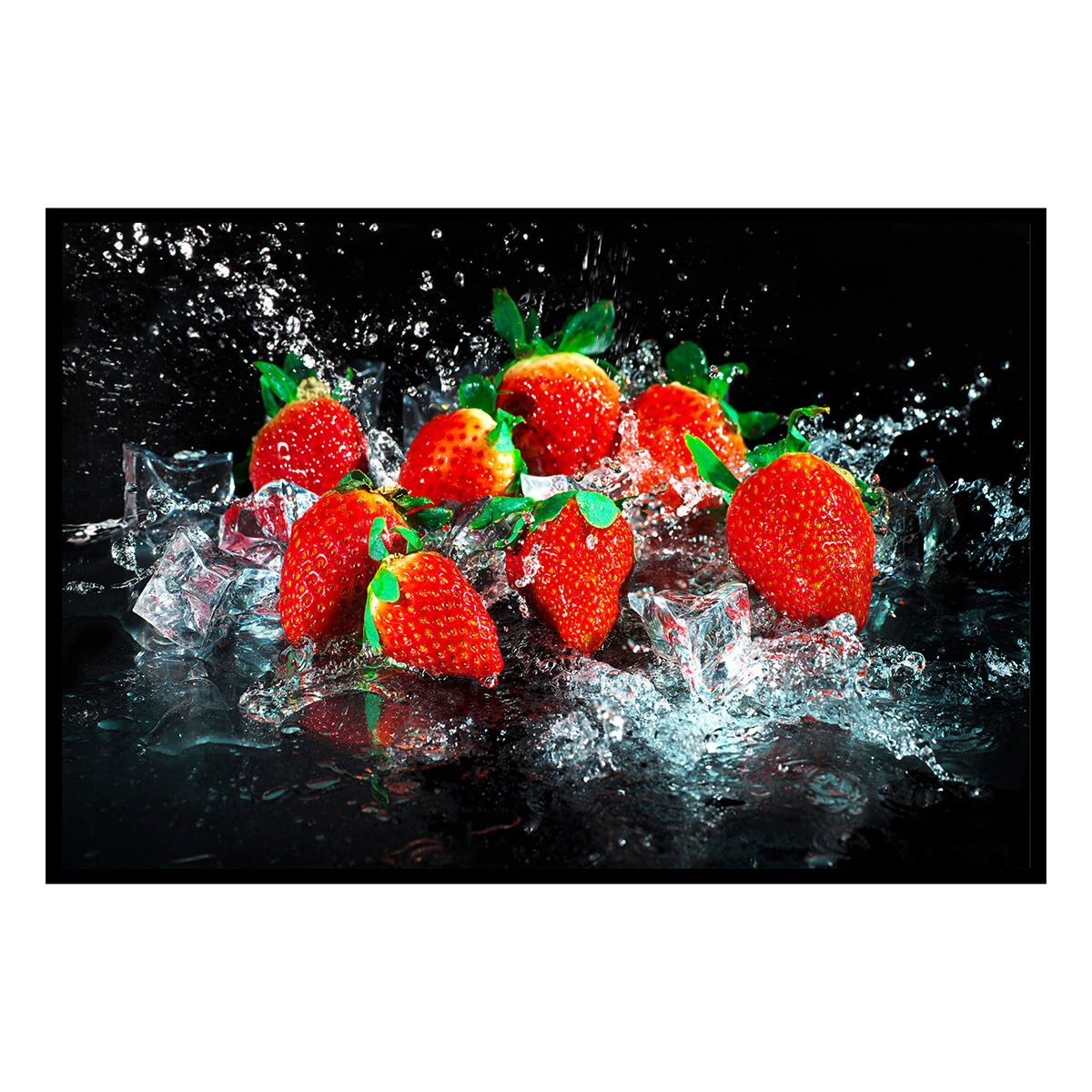 Affiche encadrée fraises fraîches sur glace, HEXOA