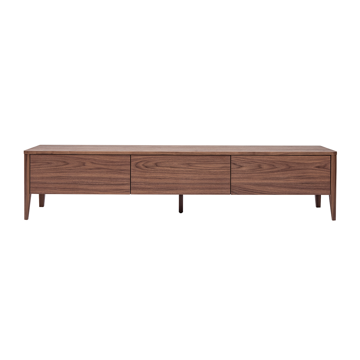 Meuble TV bois foncé noyer 3 tiroirs L180 cm BENJA, MILIBOO