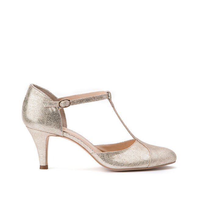 Salome leather heels, platinum, Jonak | La Redoute