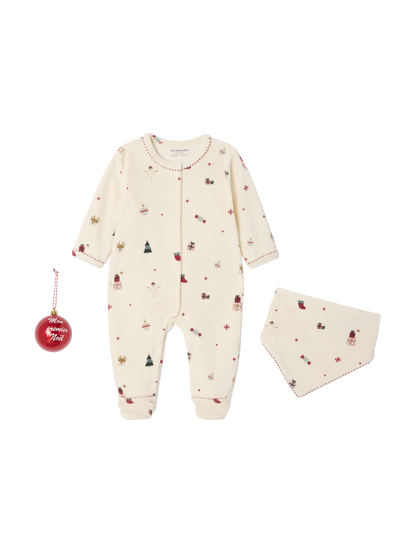 Ensemble 3 pièces bébé coffret cadeau Noël, VERTBAUDET