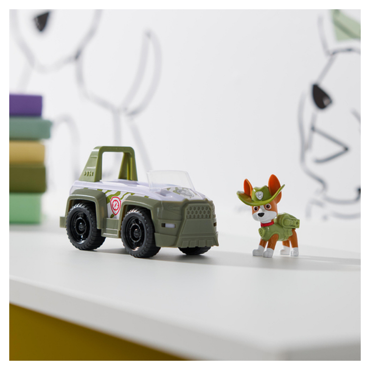 Paw Patrol – Véhicule Et Figurine Tracker – Voiture Jungle Avec Roues – 67% Plastique Recyclé – Dès 3 Ans