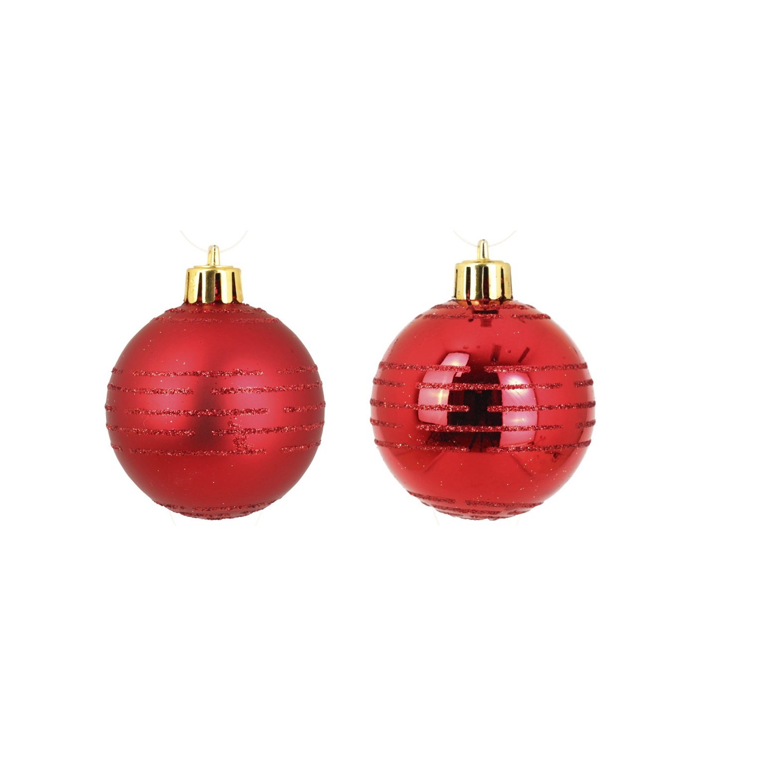 Set de 8 Boules de Noël Rayures Rouge, EDEN