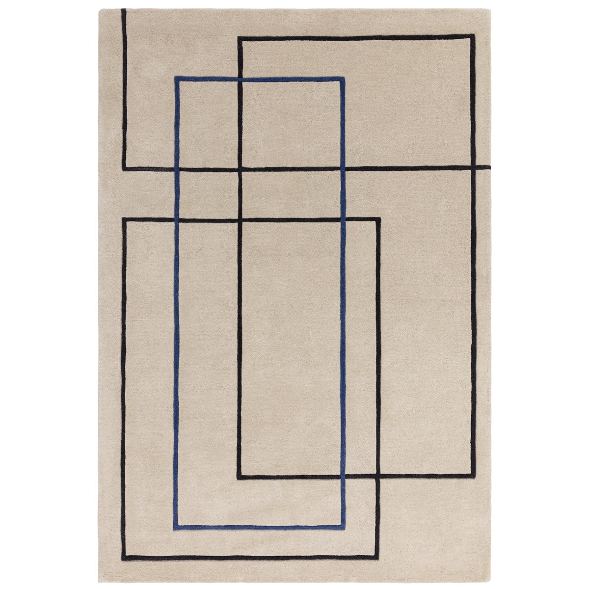 Tapis salon et chambre moderne pure laine fait main FRAME, NOVATREND