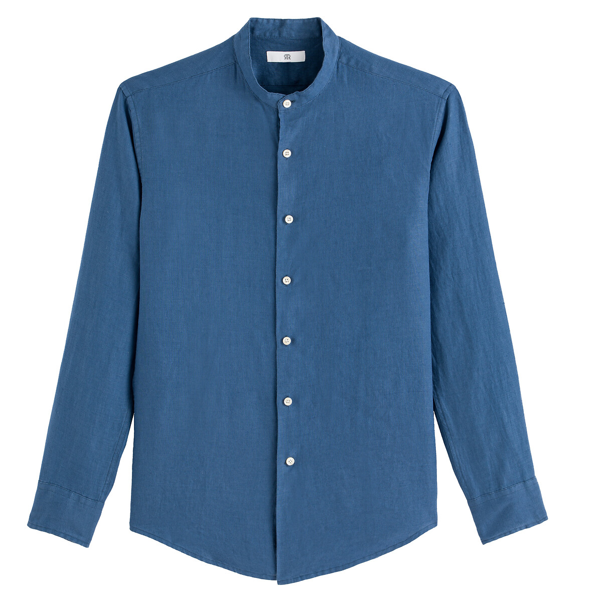 Linen mandarin collar shirt, regular 
