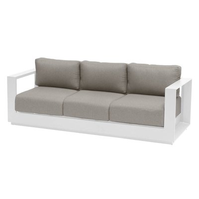Canapé de jardin "Allure" 3 places gris minéral & blanc en aluminium traité époxy HESPERIDE