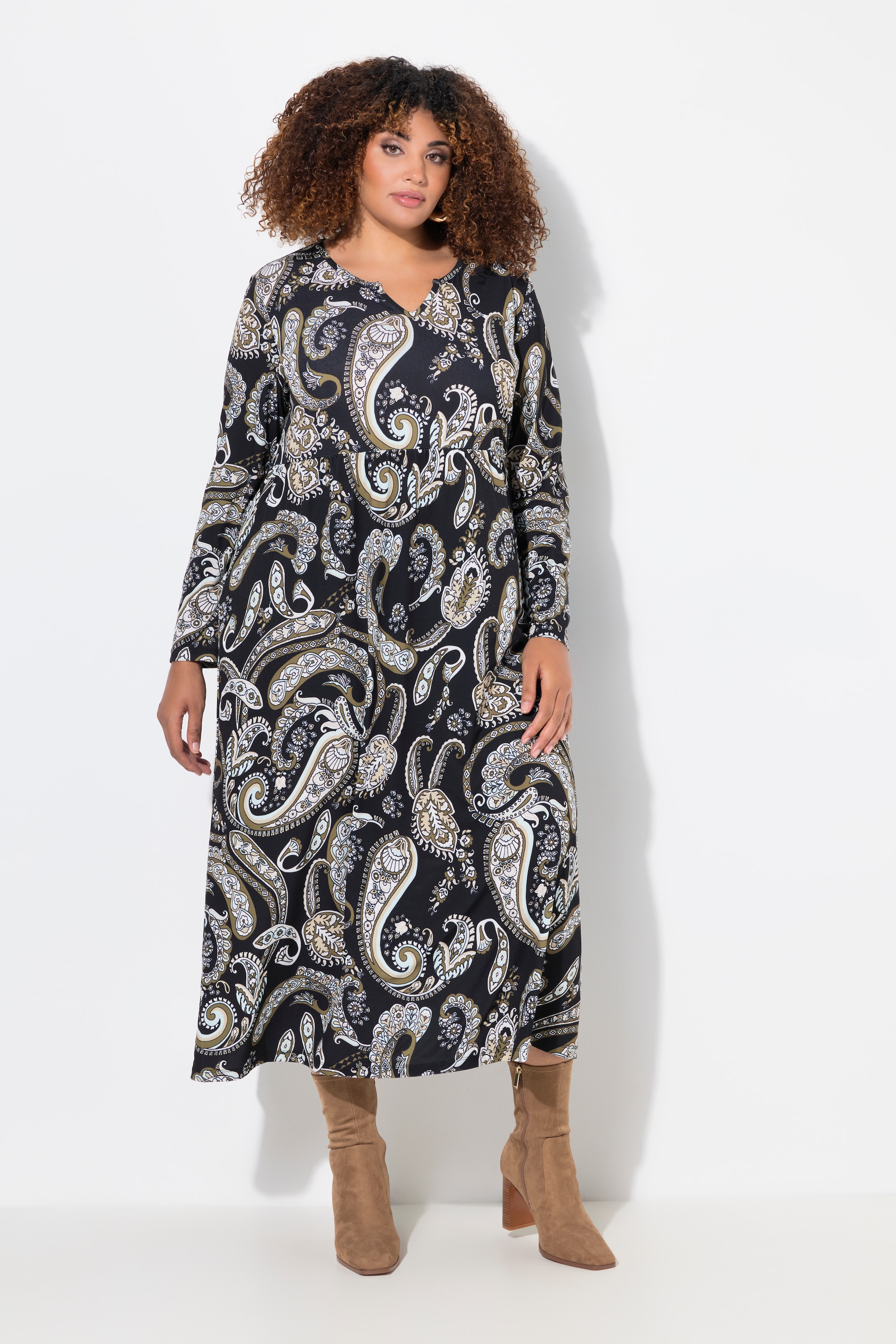 Robe en jersey à col tunisien et manches, ULLA POPKEN