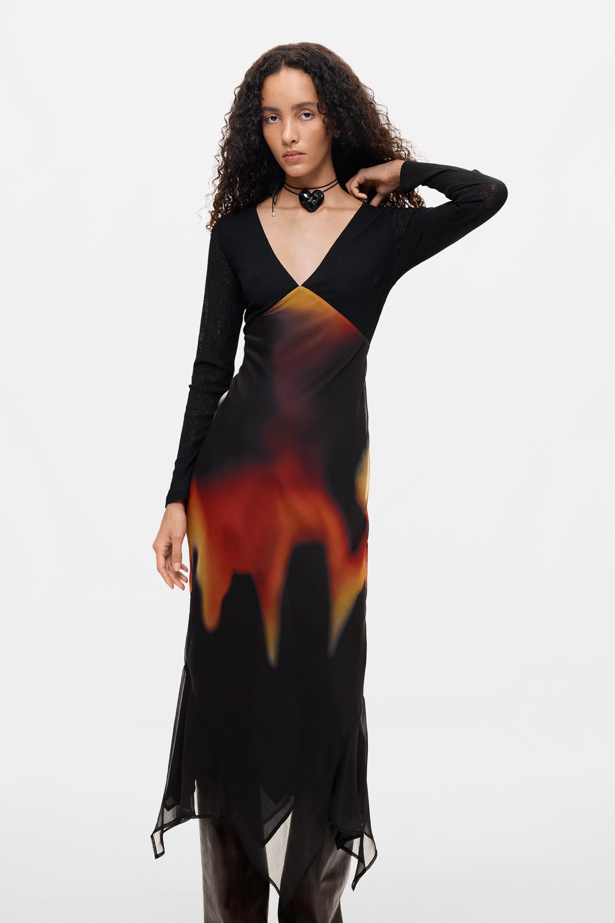 Robe midi à manches longues, DESIGUAL