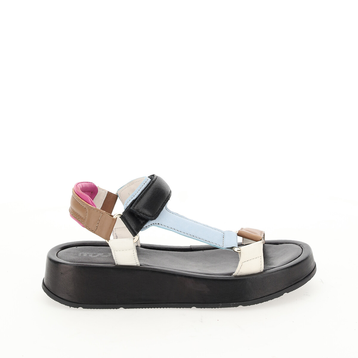 Leather wedge sandals, black/multi-coloured, Mjus | La Redoute
