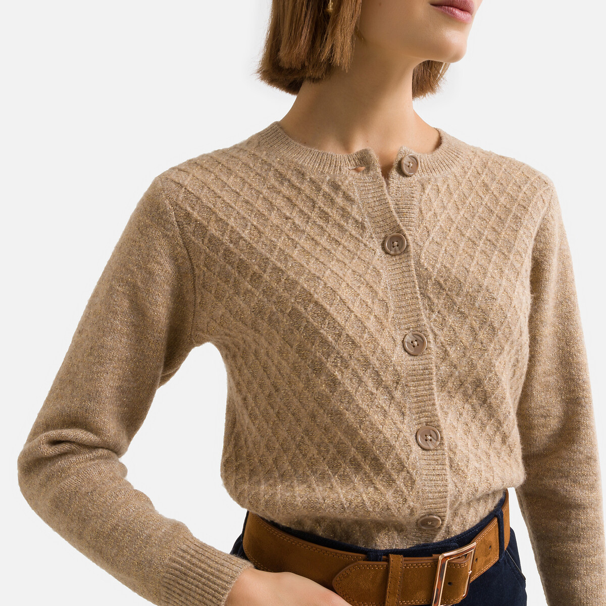 chunky camel cardigan