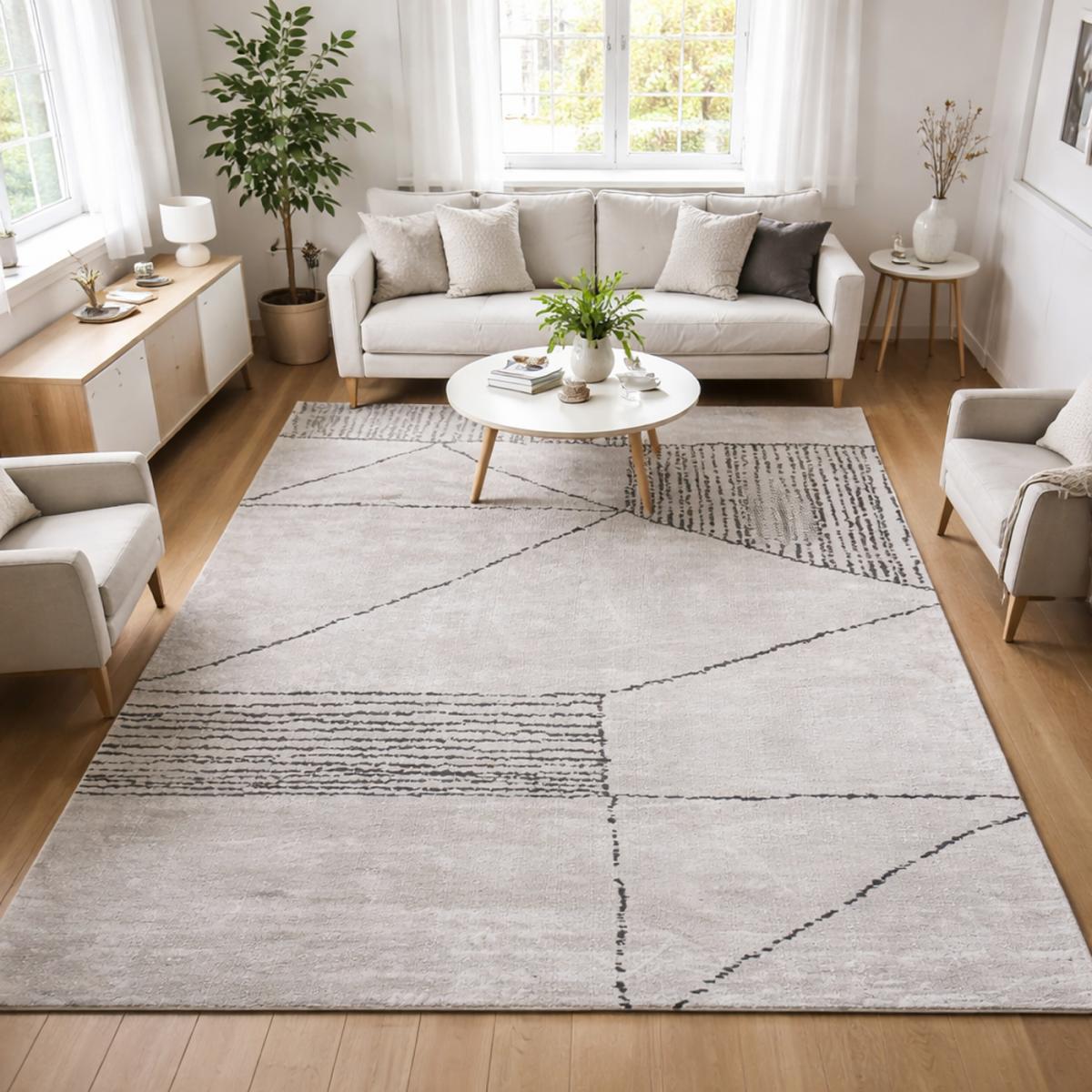 Tapis salon et chambre fait à la main motif géométrique RAGGAL, UN AMOUR DE TAPIS